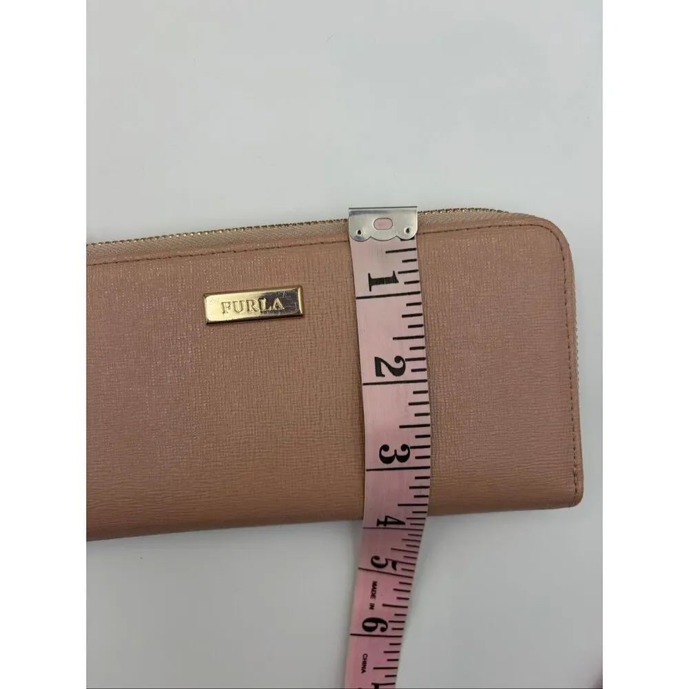 Furla Blush Pink Saffiano Leather Corner Zip Wallet Continental Wallet